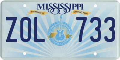 MS license plate ZOL733