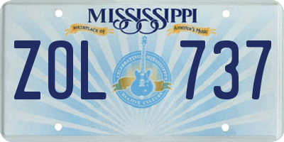 MS license plate ZOL737