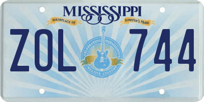 MS license plate ZOL744