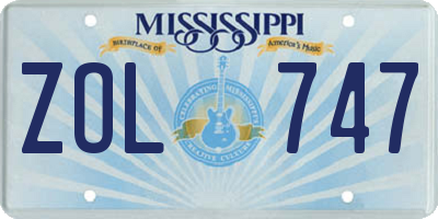 MS license plate ZOL747