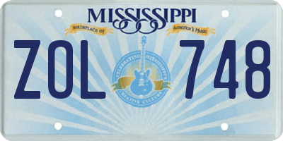 MS license plate ZOL748