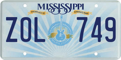MS license plate ZOL749