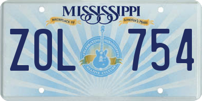 MS license plate ZOL754