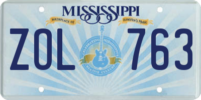 MS license plate ZOL763
