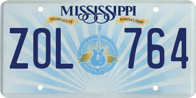 MS license plate ZOL764