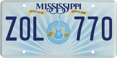 MS license plate ZOL770