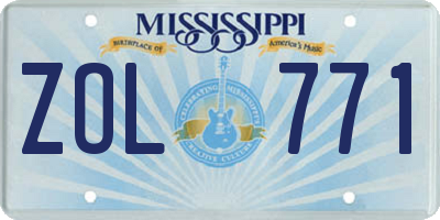 MS license plate ZOL771