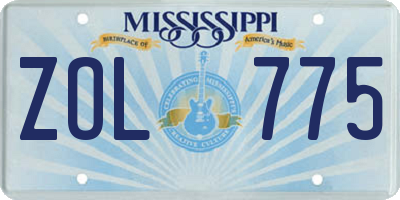 MS license plate ZOL775