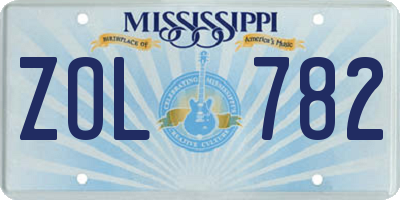 MS license plate ZOL782