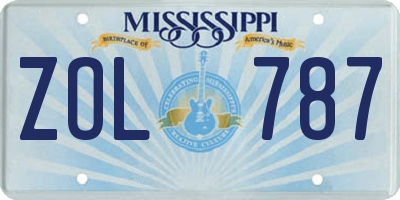 MS license plate ZOL787