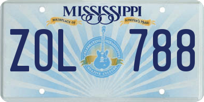 MS license plate ZOL788