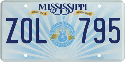 MS license plate ZOL795