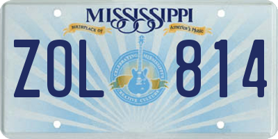 MS license plate ZOL814