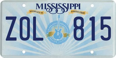 MS license plate ZOL815