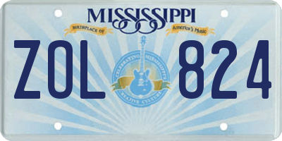 MS license plate ZOL824