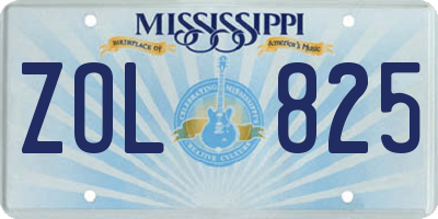 MS license plate ZOL825