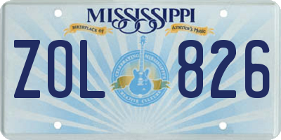 MS license plate ZOL826