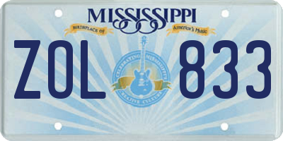 MS license plate ZOL833