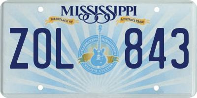 MS license plate ZOL843