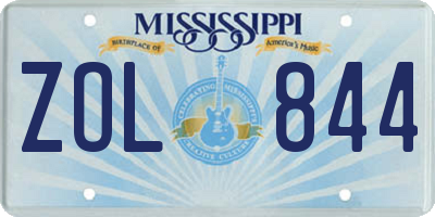 MS license plate ZOL844