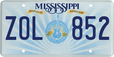MS license plate ZOL852