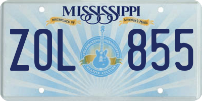 MS license plate ZOL855
