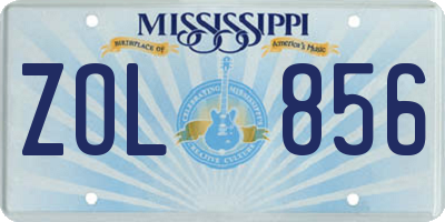 MS license plate ZOL856