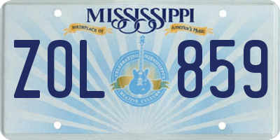 MS license plate ZOL859