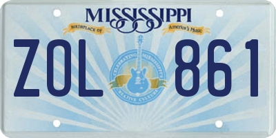 MS license plate ZOL861