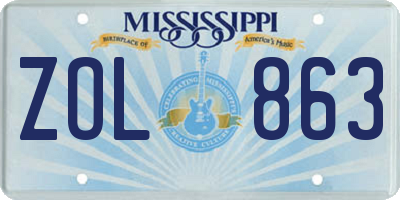 MS license plate ZOL863