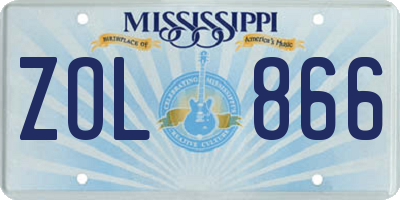 MS license plate ZOL866