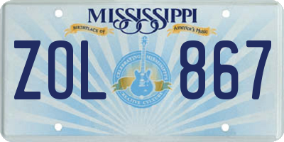 MS license plate ZOL867