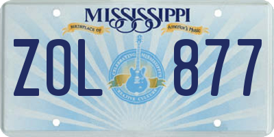 MS license plate ZOL877