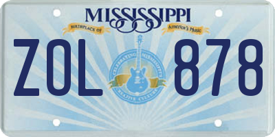 MS license plate ZOL878