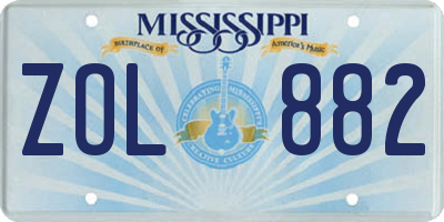 MS license plate ZOL882