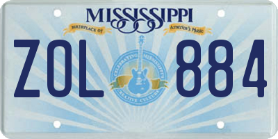 MS license plate ZOL884
