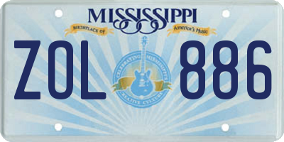 MS license plate ZOL886