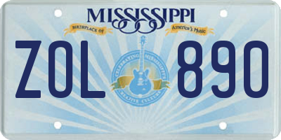 MS license plate ZOL890