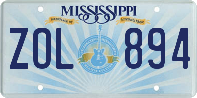 MS license plate ZOL894