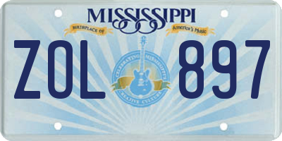 MS license plate ZOL897