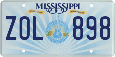 MS license plate ZOL898