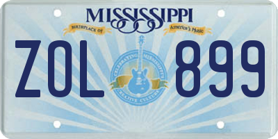 MS license plate ZOL899