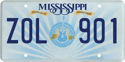MS license plate ZOL901
