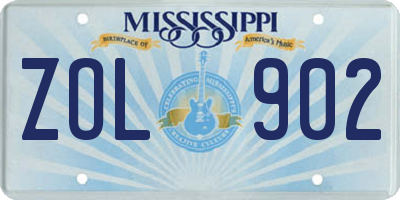 MS license plate ZOL902