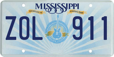 MS license plate ZOL911