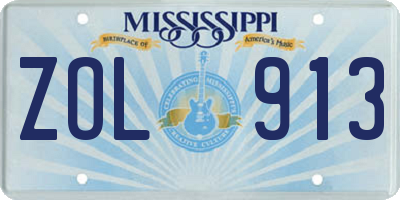 MS license plate ZOL913