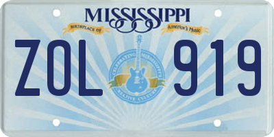 MS license plate ZOL919