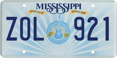 MS license plate ZOL921