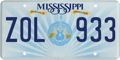 MS license plate ZOL933