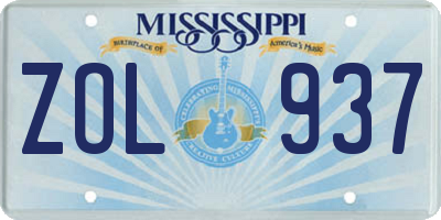 MS license plate ZOL937